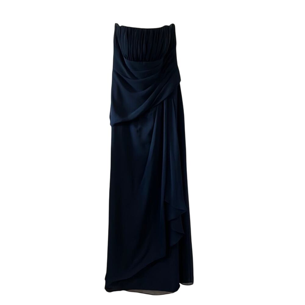 Forever Yours International Navy Blue Strapless Formal Gown Prom Evening